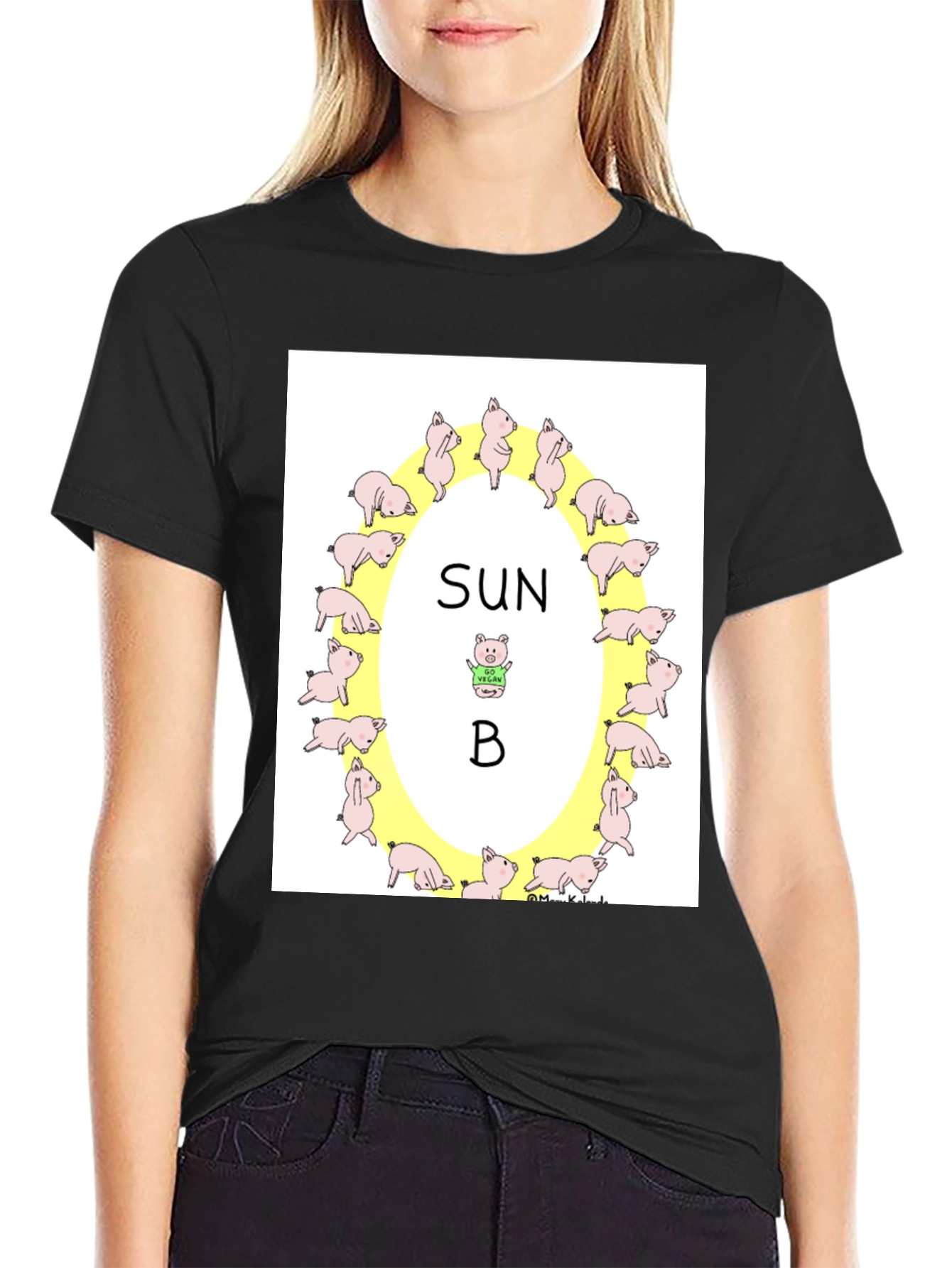 Sun B Pig T-Shirt Vegan Design