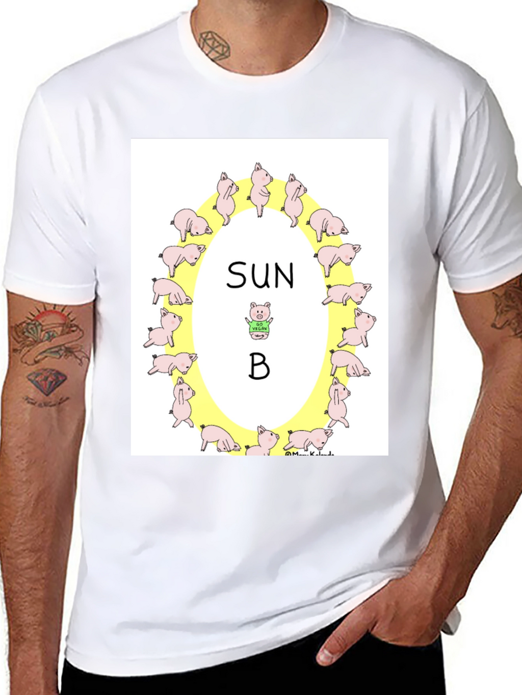 Sun B Pig T-Shirt Vegan Design