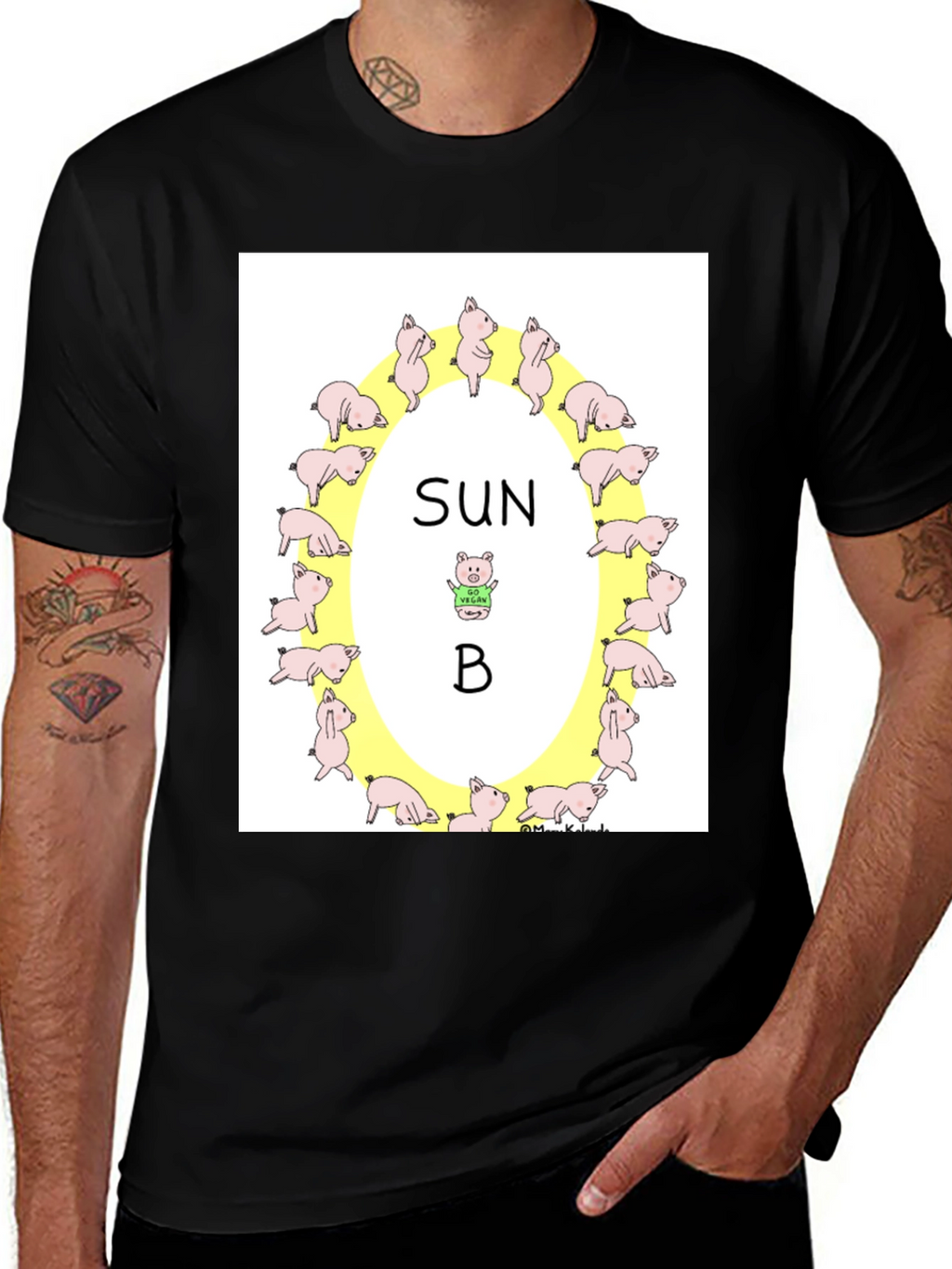 Sun B Pig T-Shirt Vegan Design