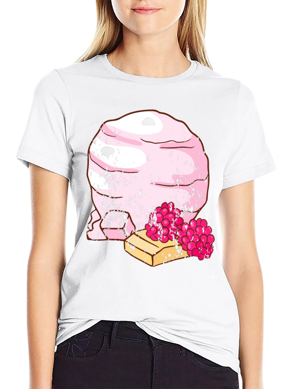 Funny Pink Ice Cream Dessert Graphic T-Shirt