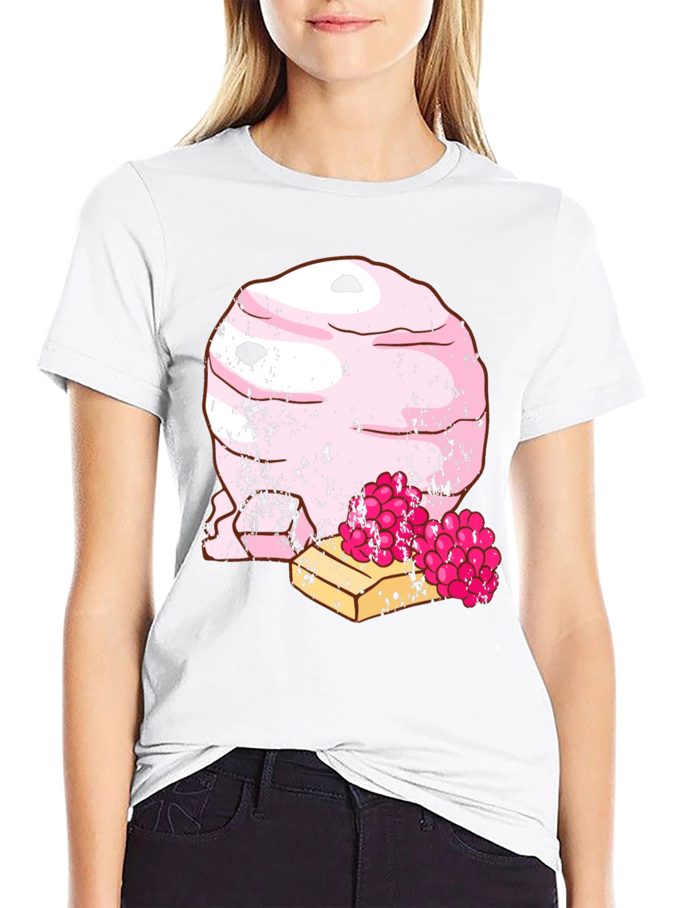 Funny Pink Ice Cream Dessert Graphic T-Shirt