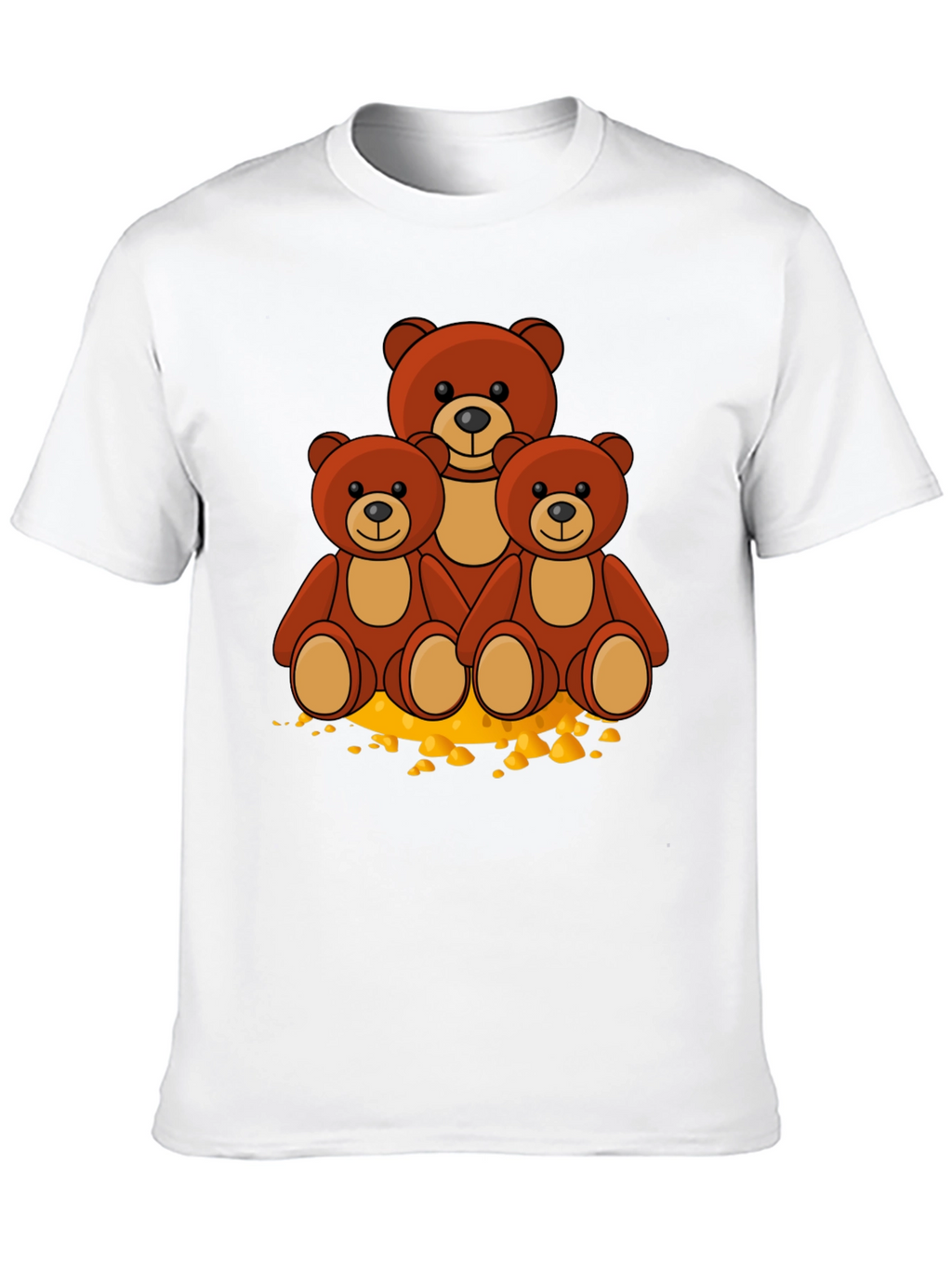 Cute Bear Family Graphic Print Black T-Shirt