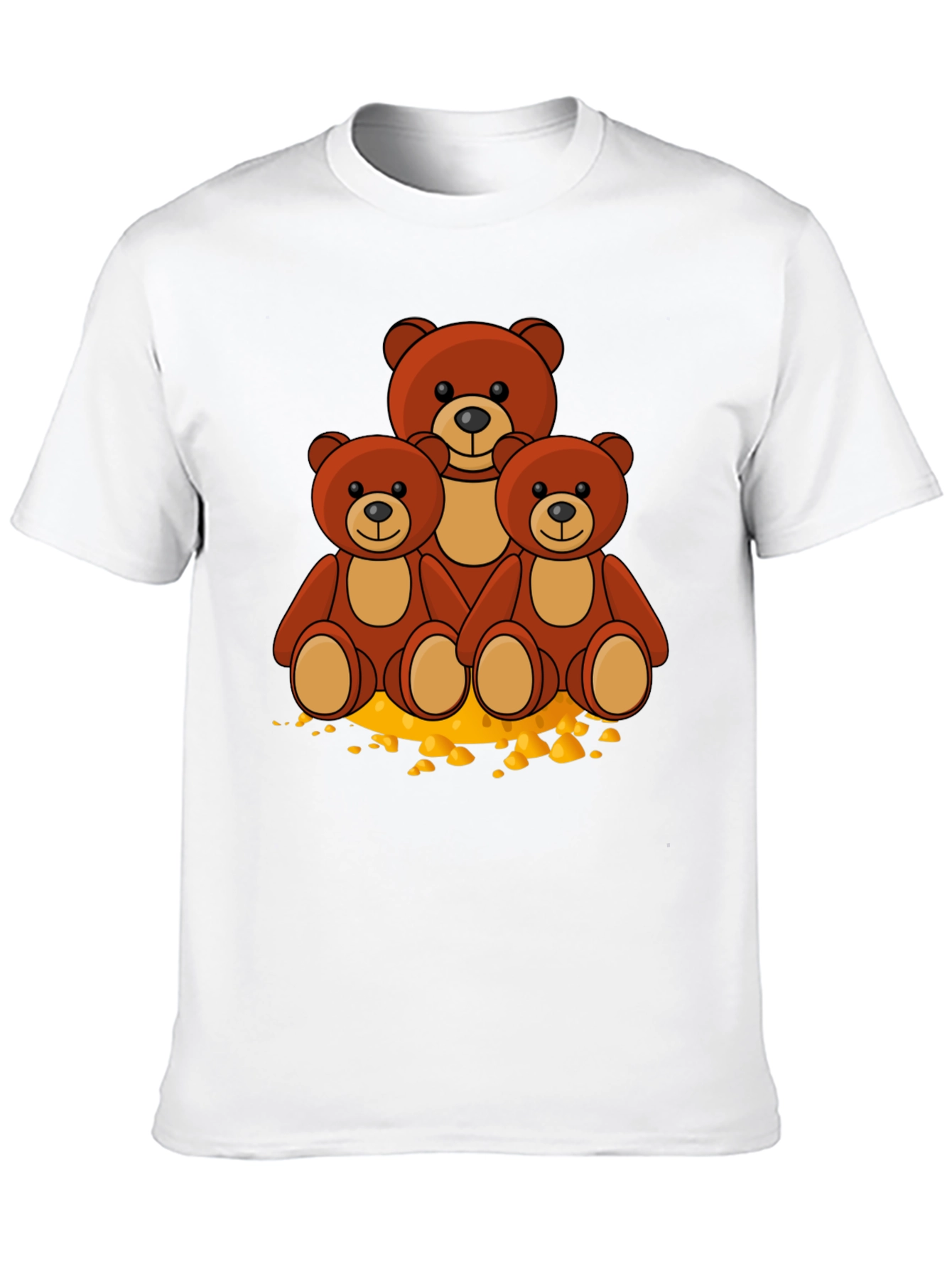 Cute Bear Family Graphic Print Black T-Shirt