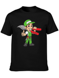 Cartoon Gardener Graphic Tee - Black