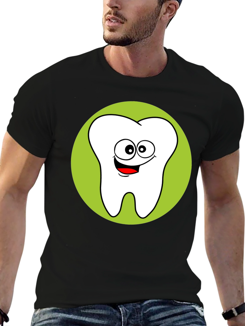 Fun Cartoon Tooth Graphic T-Shirt