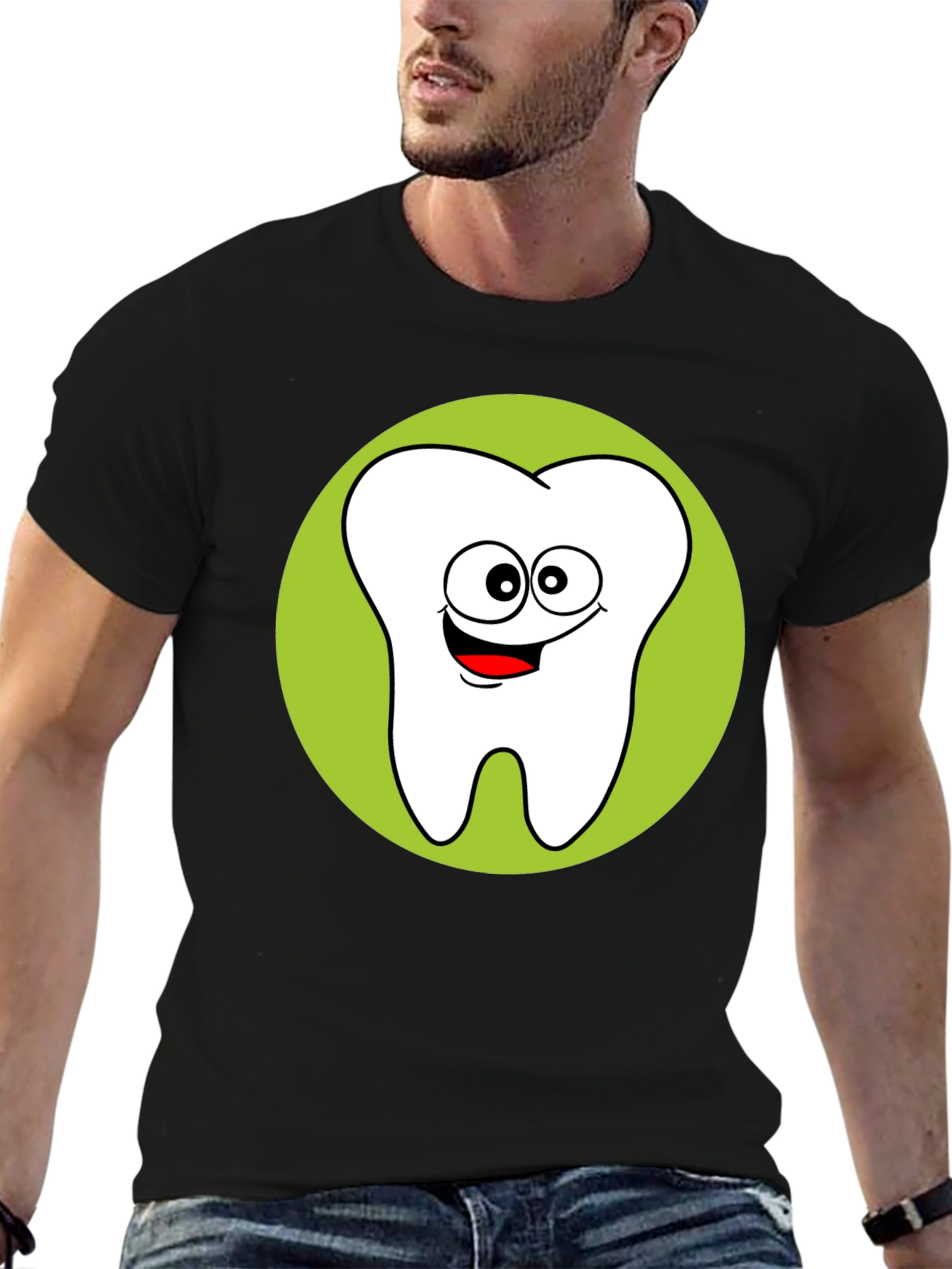 Fun Cartoon Tooth Graphic T-Shirt