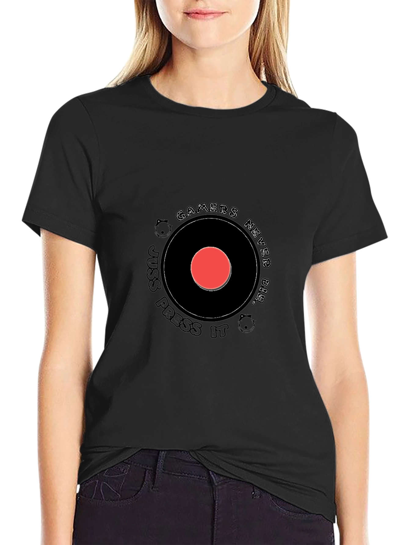 Gamers Never Die Black Graphic T-Shirt