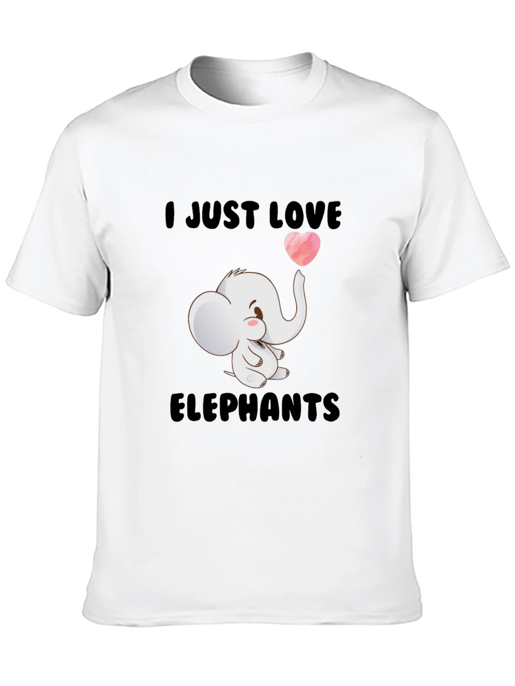 I Love Elephants Black T-Shirt