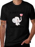 I Love Elephants Black T-Shirt