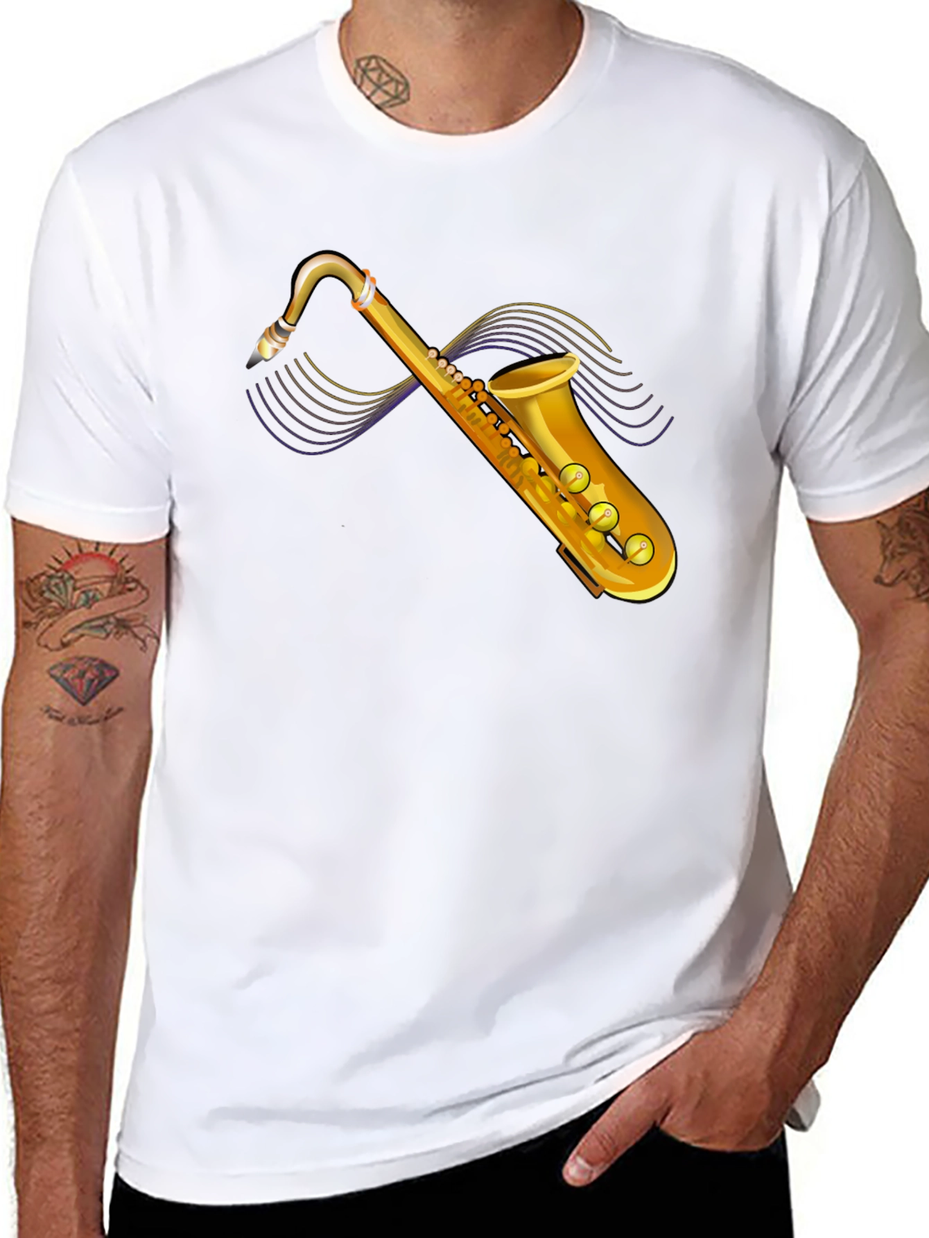 Saxophone Graphic Tee - Stylish Music Lovers T-Shirt