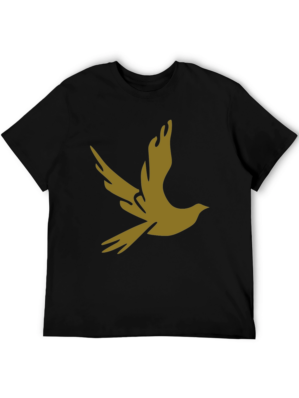 Stylish Black Tee with Abstract Bird Graphic