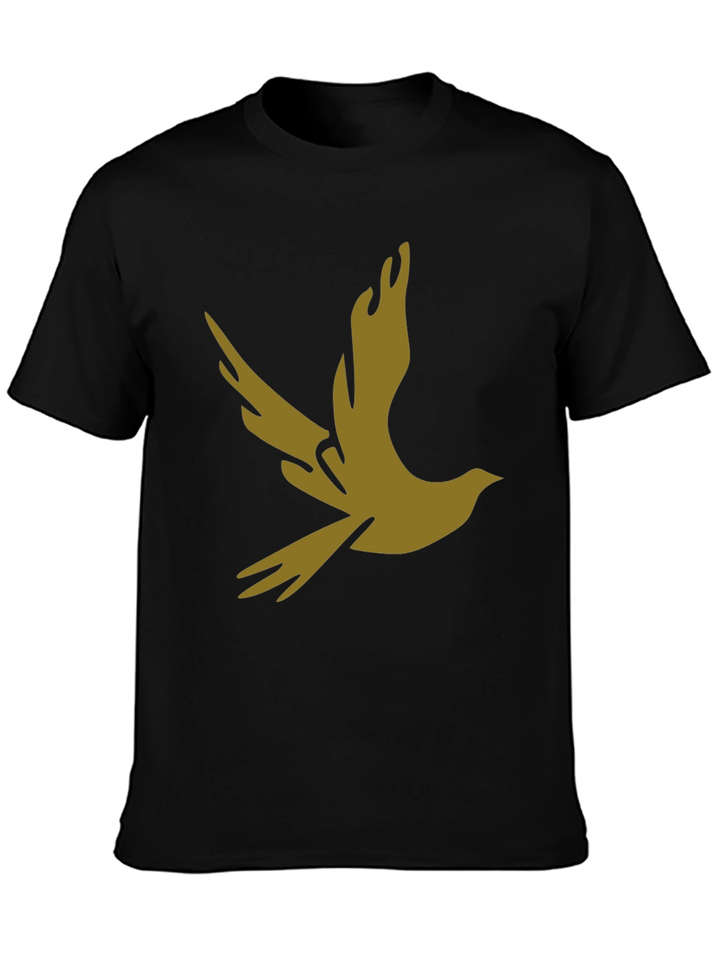 Stylish Black Tee with Abstract Bird Graphic