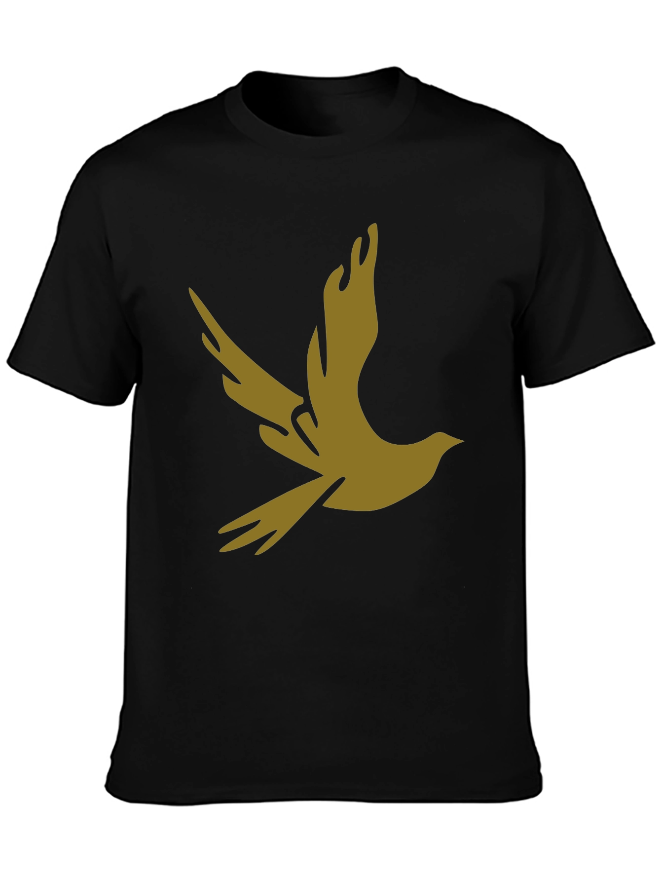 Stylish Black Tee with Abstract Bird Graphic