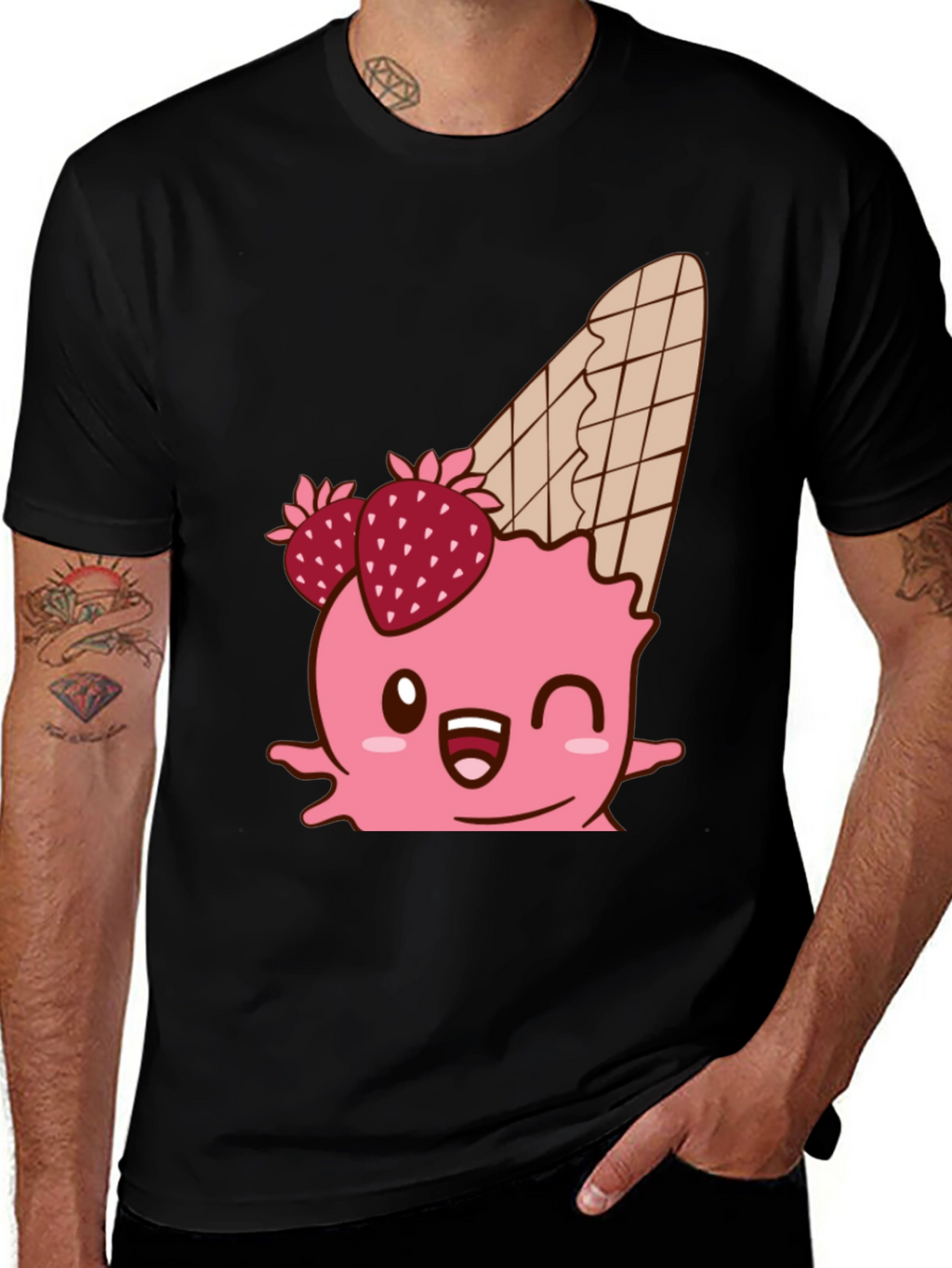 Kawaii Ice Cream Cone Graphic T-Shirt