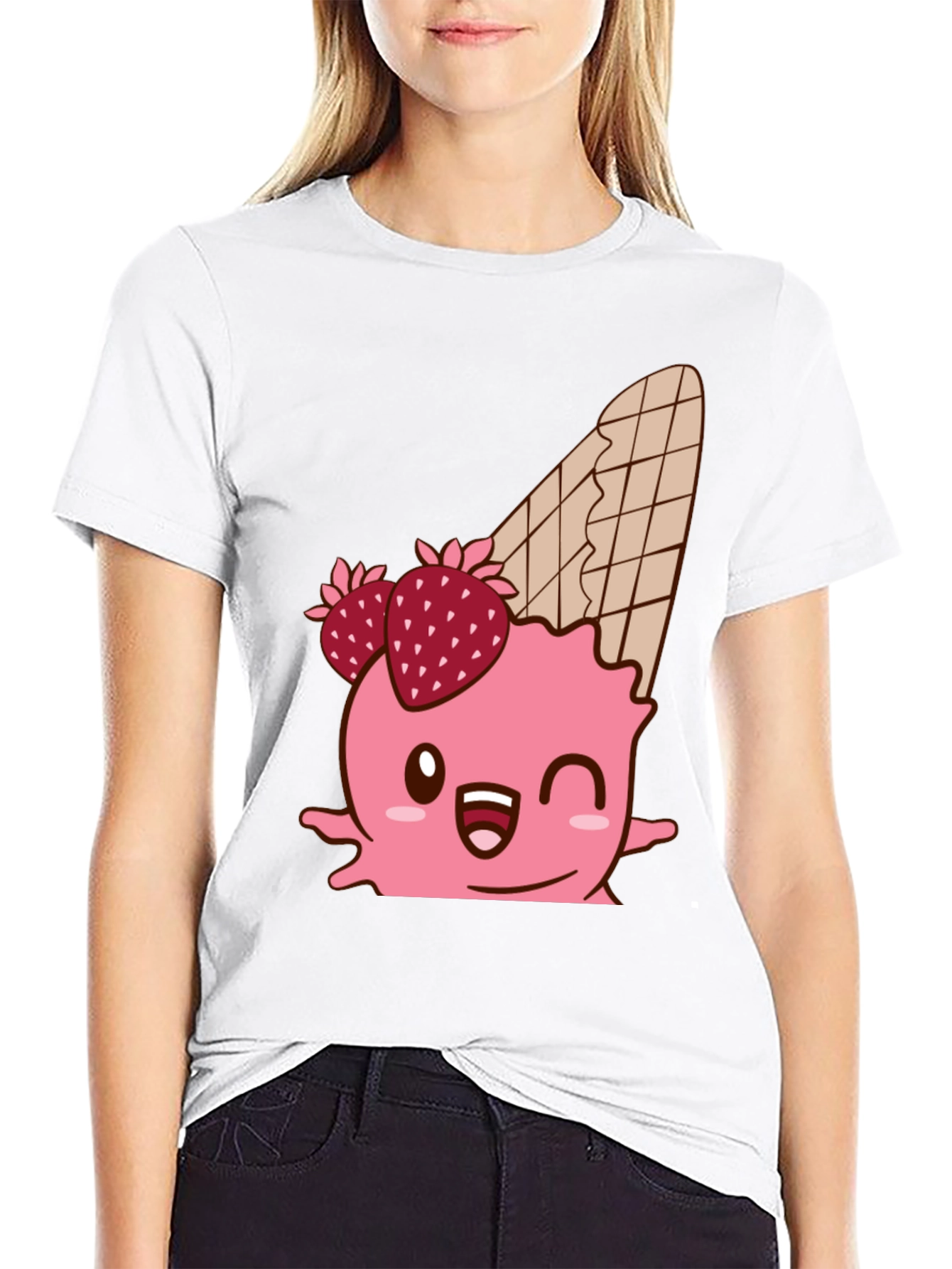 Kawaii Ice Cream Cone Graphic T-Shirt