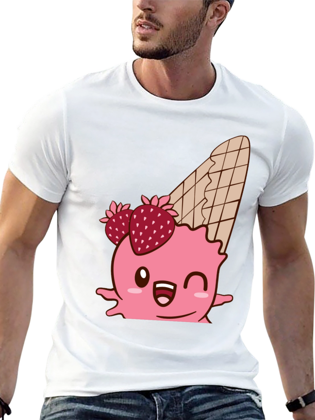 Kawaii Ice Cream Cone Graphic T-Shirt