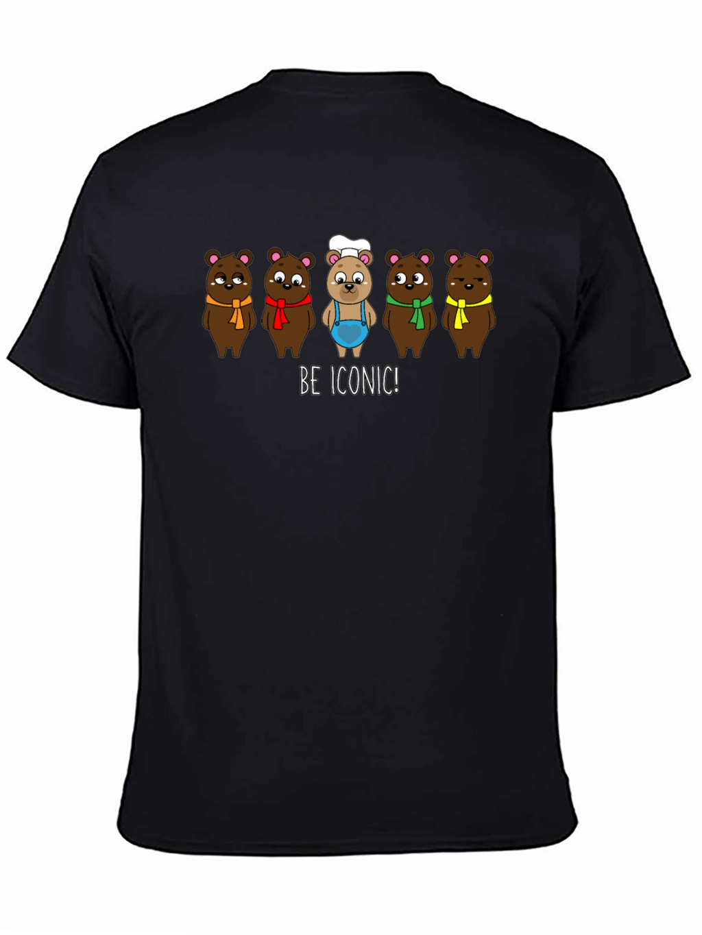 Iconic Bears Graphic Tee - Black Cotton T-Shirt