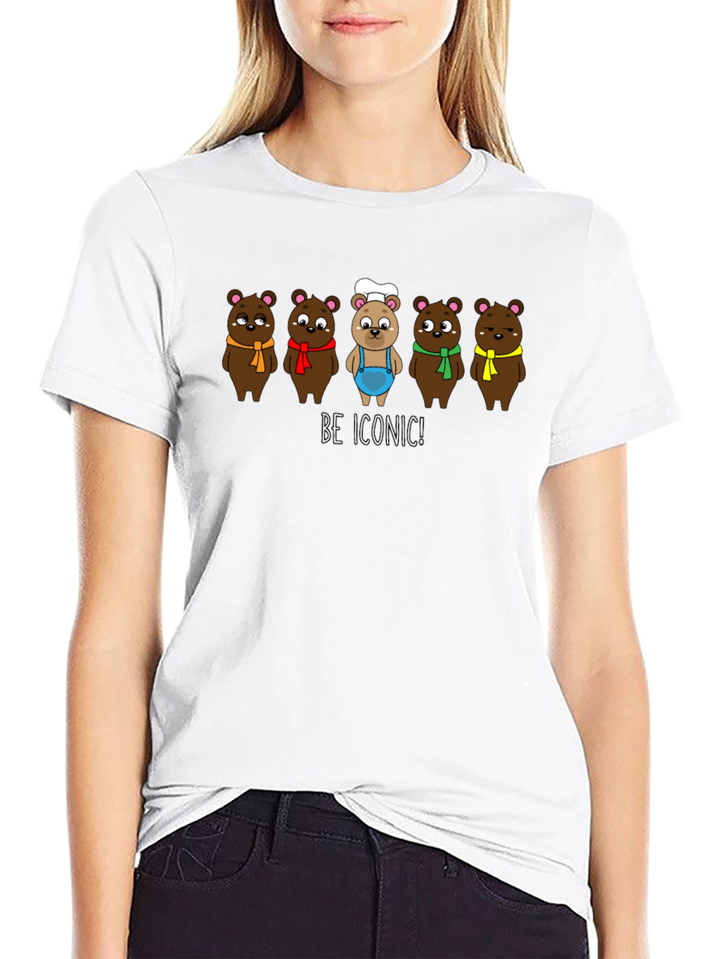Iconic Bears Graphic Tee - Black Cotton T-Shirt