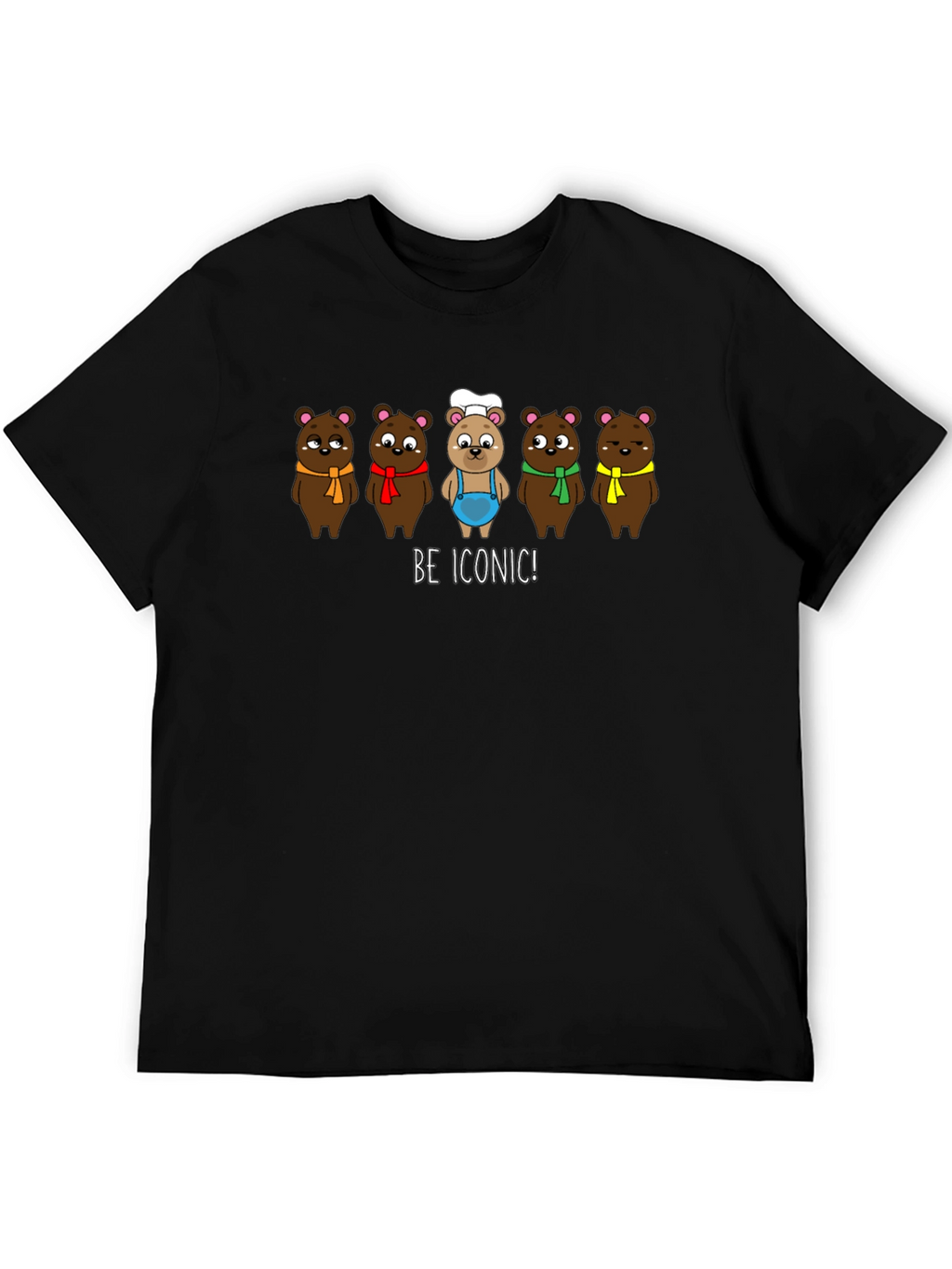 Iconic Bears Graphic Tee - Black Cotton T-Shirt