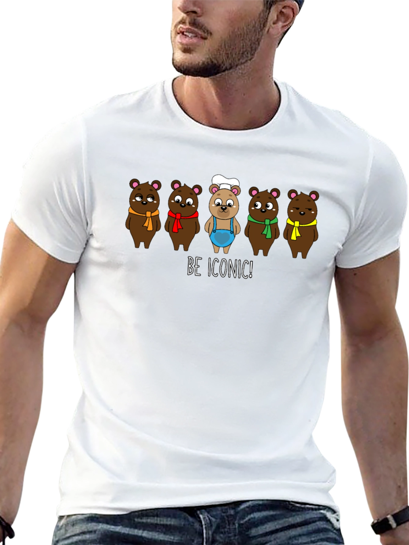 Iconic Bears Graphic Tee - Black Cotton T-Shirt