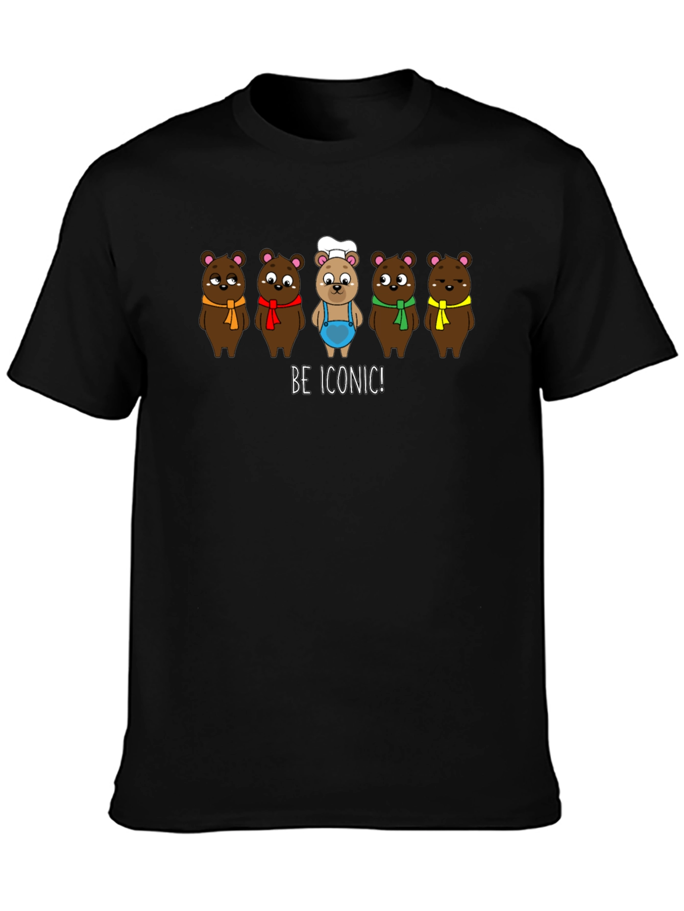 Iconic Bears Graphic Tee - Black Cotton T-Shirt