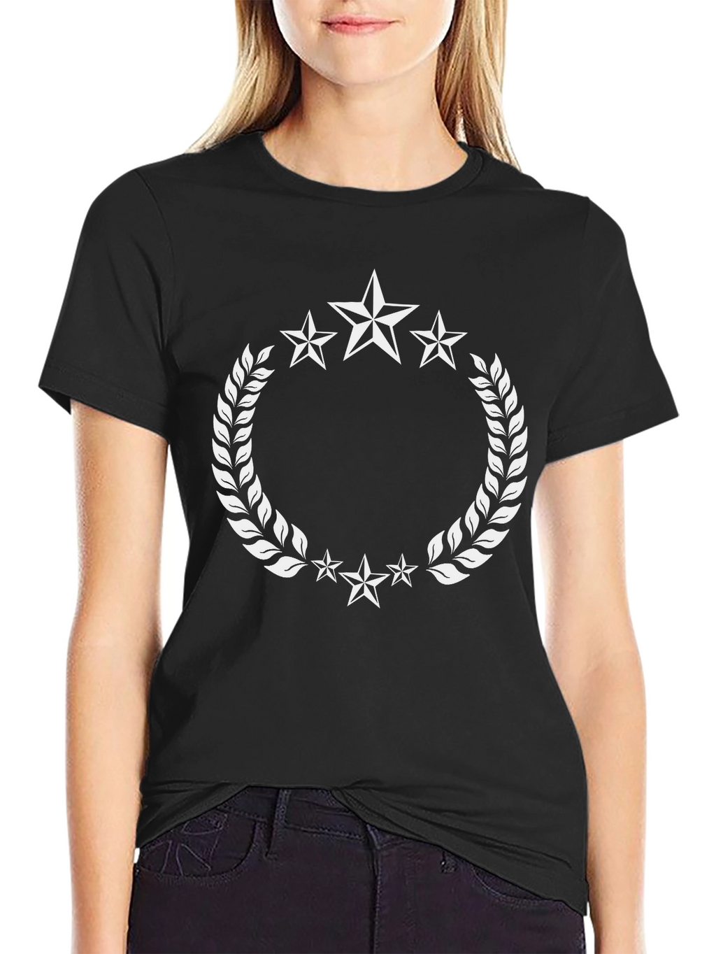 Star Laurel Wreath Black T-Shirt
