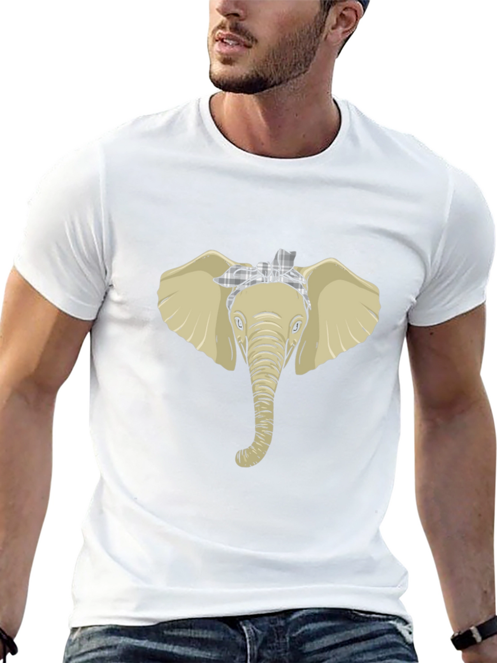Elephant Head Bandana Graphic Tee - Black