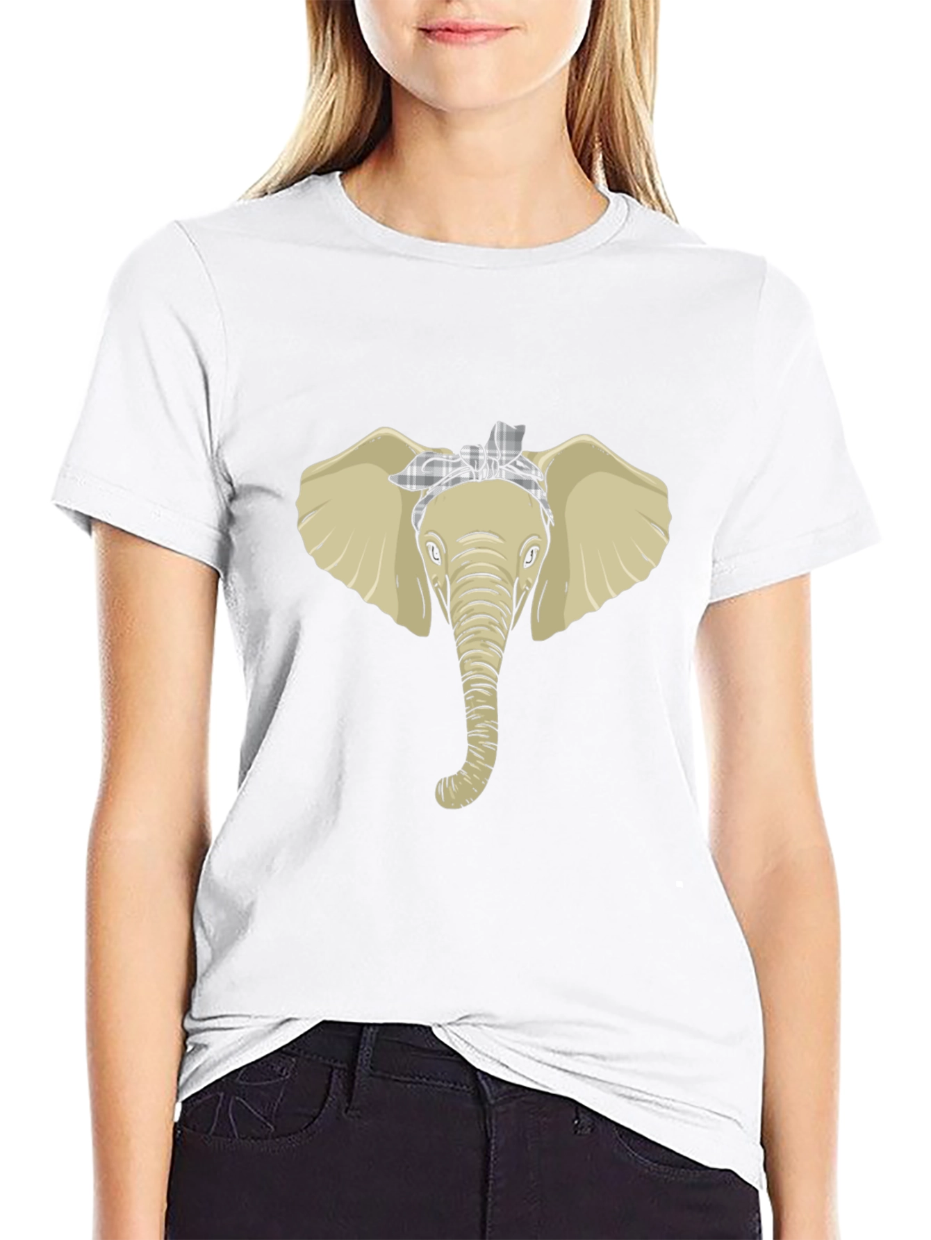 Elephant Head Bandana Graphic Tee - Black