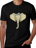 Elephant Head Bandana Graphic Tee - Black