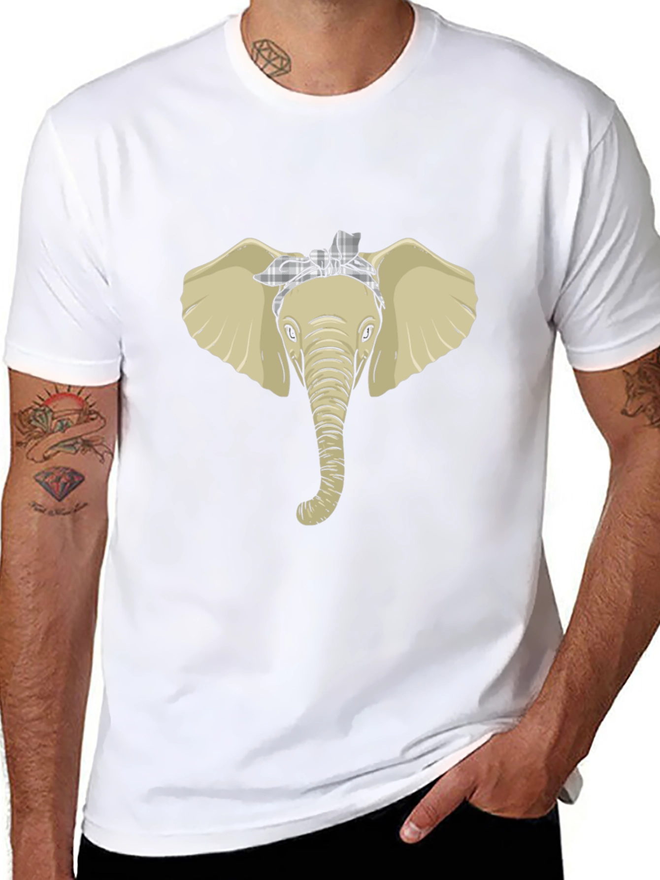 Elephant Head Bandana Graphic Tee - Black