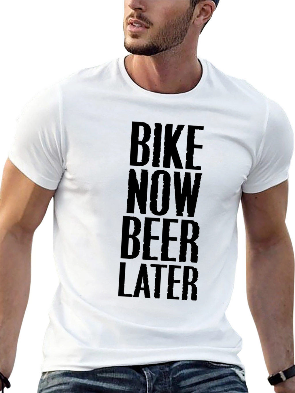 Bike Now Beer Later Black Graphic Tee