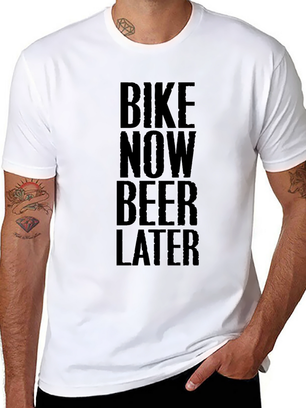 Bike Now Beer Later Black Graphic Tee