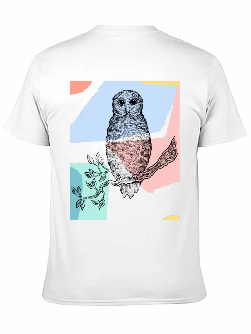 Abstract Owl Print Black T-Shirt