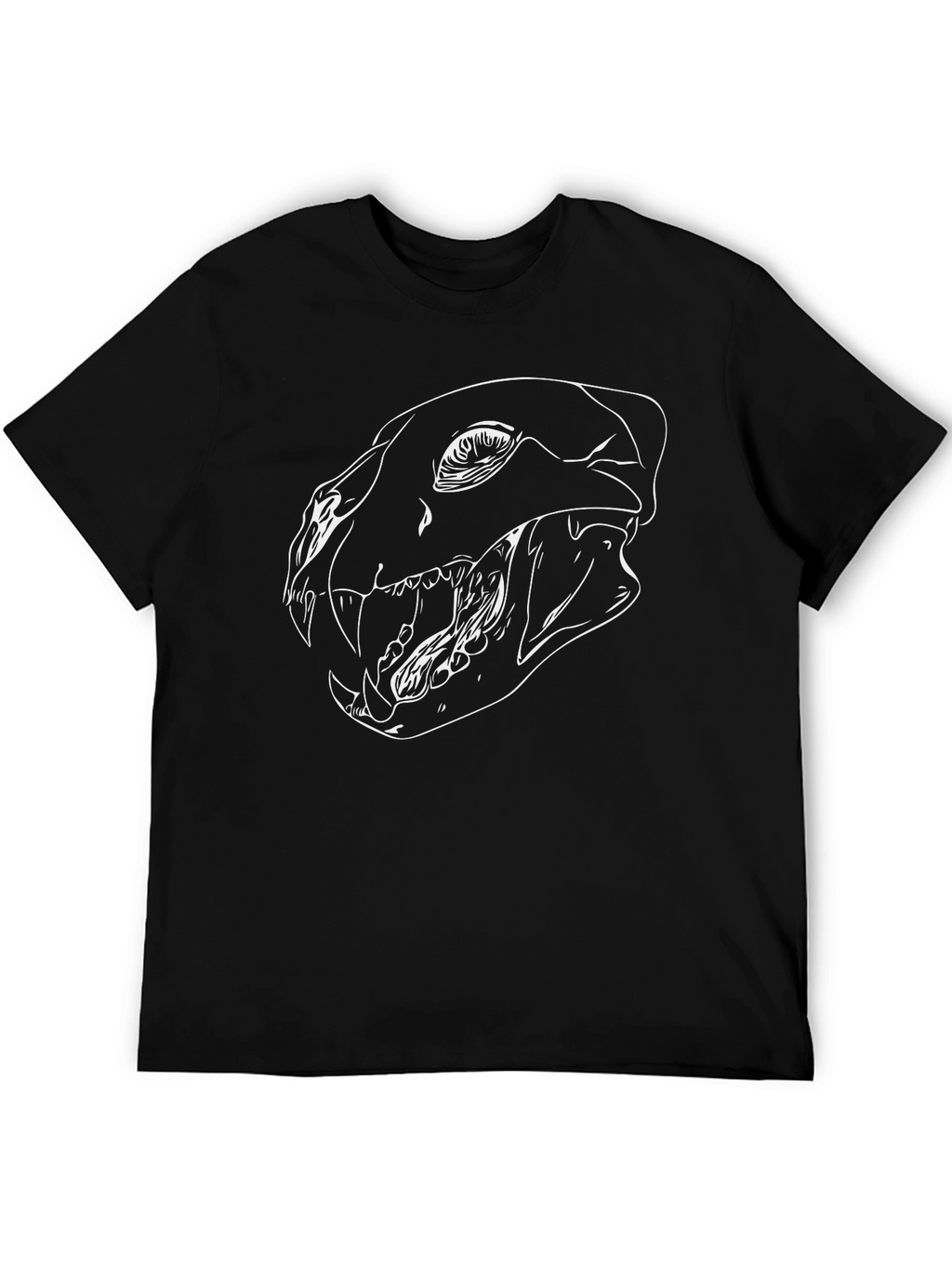 Black T-Shirt with Animal Skull Graphic