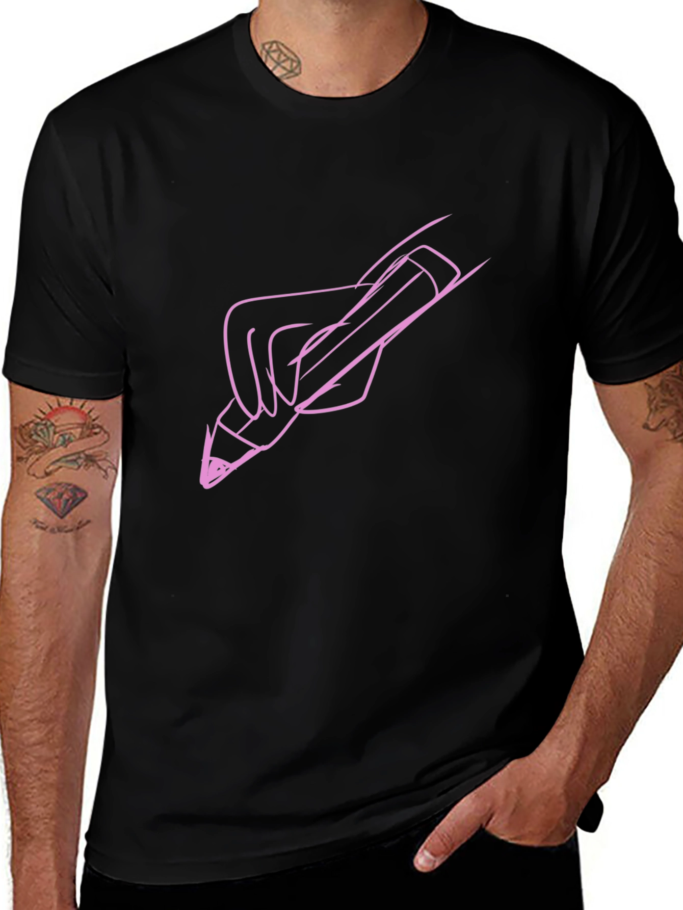 Artists Touch Tee - Black Cotton Graphic T-Shirt