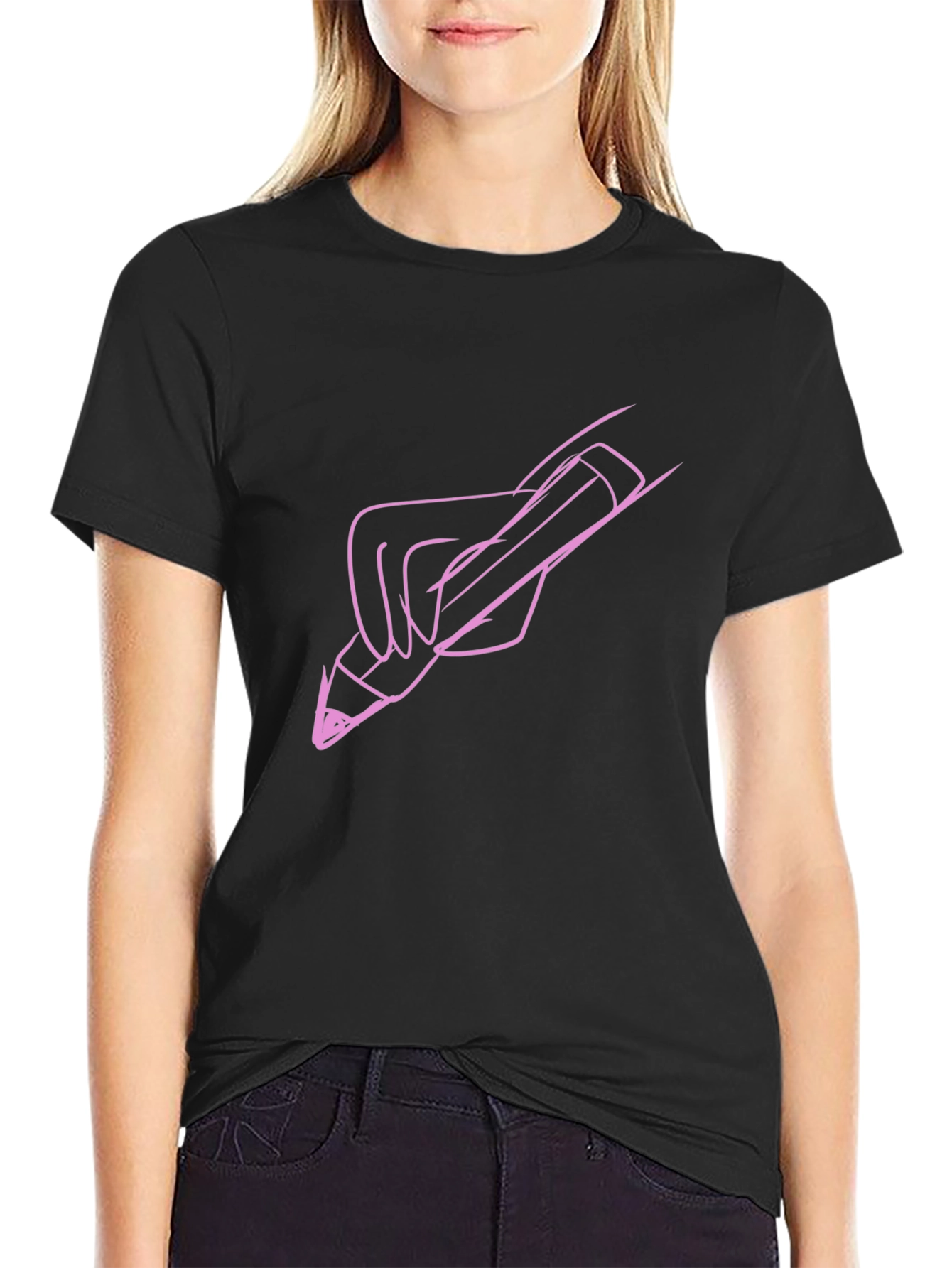 Artists Touch Tee - Black Cotton Graphic T-Shirt