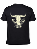 Bull Skull Graphic Tee - Western Style Black T-Shirt