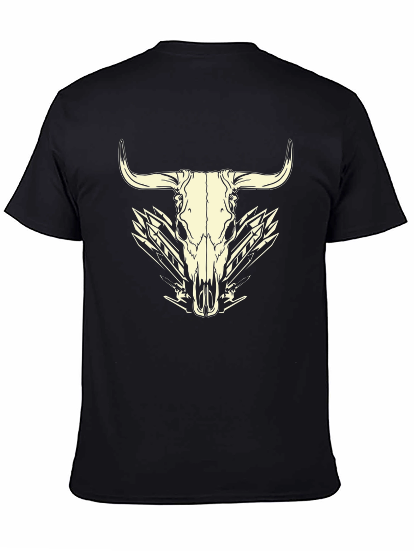 Bull Skull Graphic Tee - Western Style Black T-Shirt