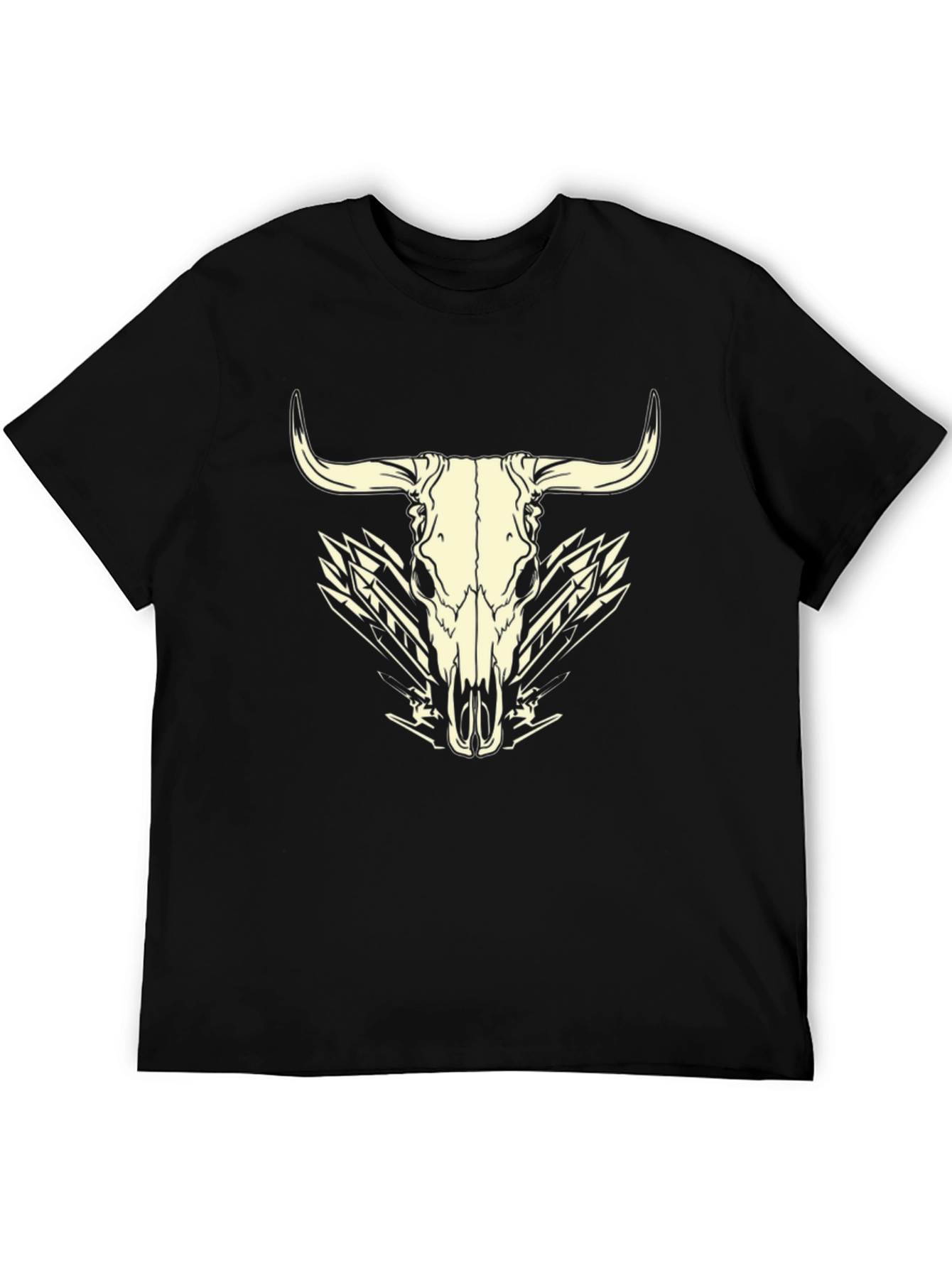 Bull Skull Graphic Tee - Western Style Black T-Shirt