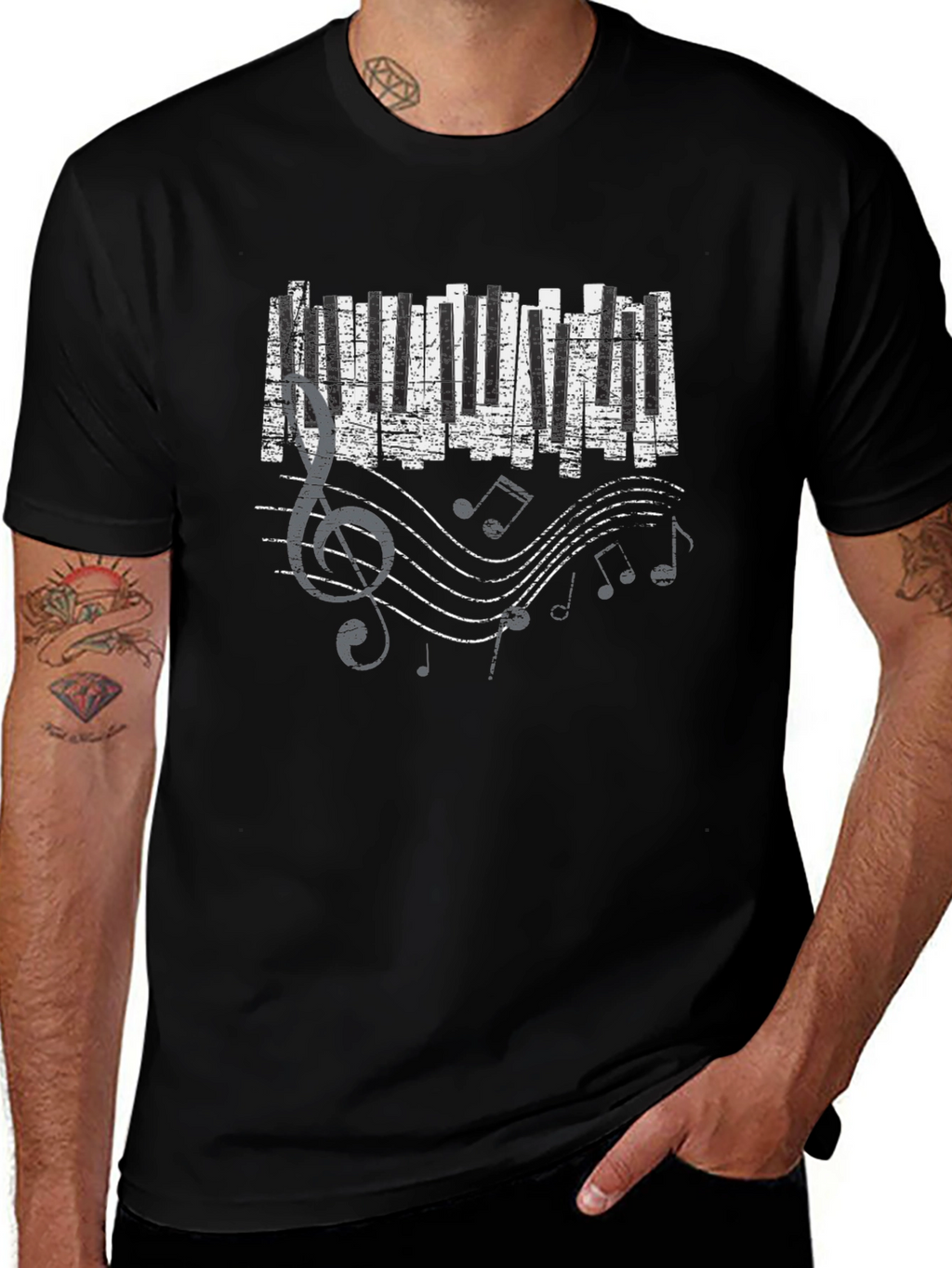Musical Keyboard Graphic Tee - Black