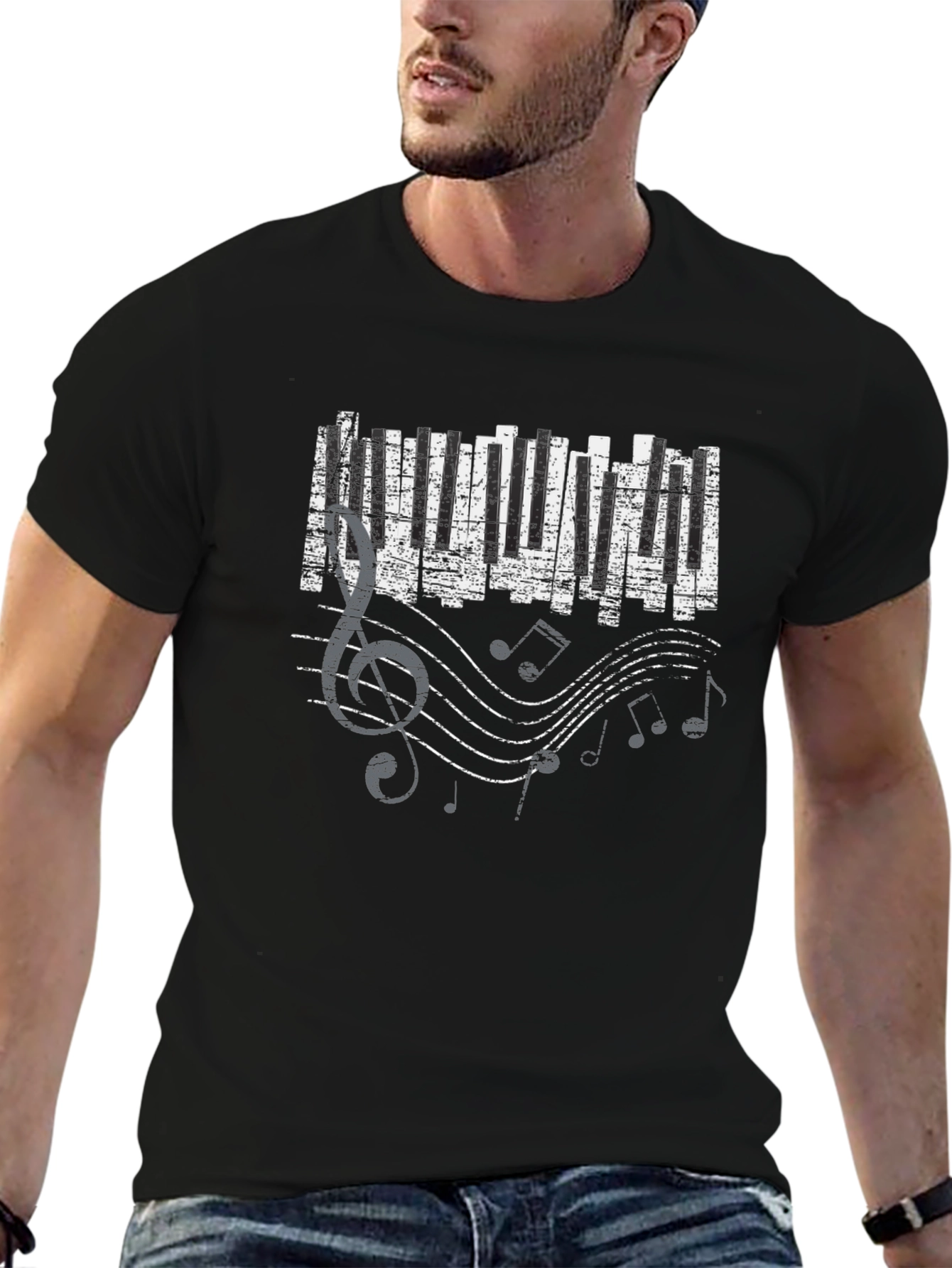 Musical Keyboard Graphic Tee - Black