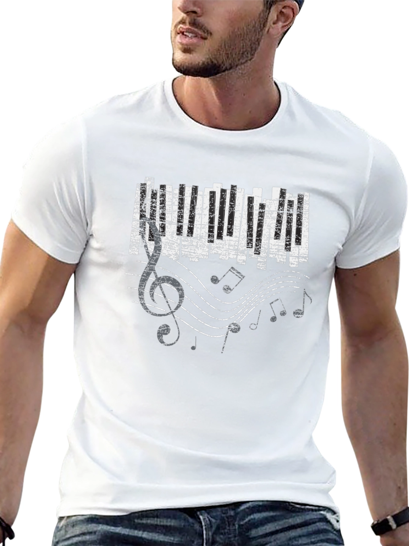 Musical Keyboard Graphic Tee - Black