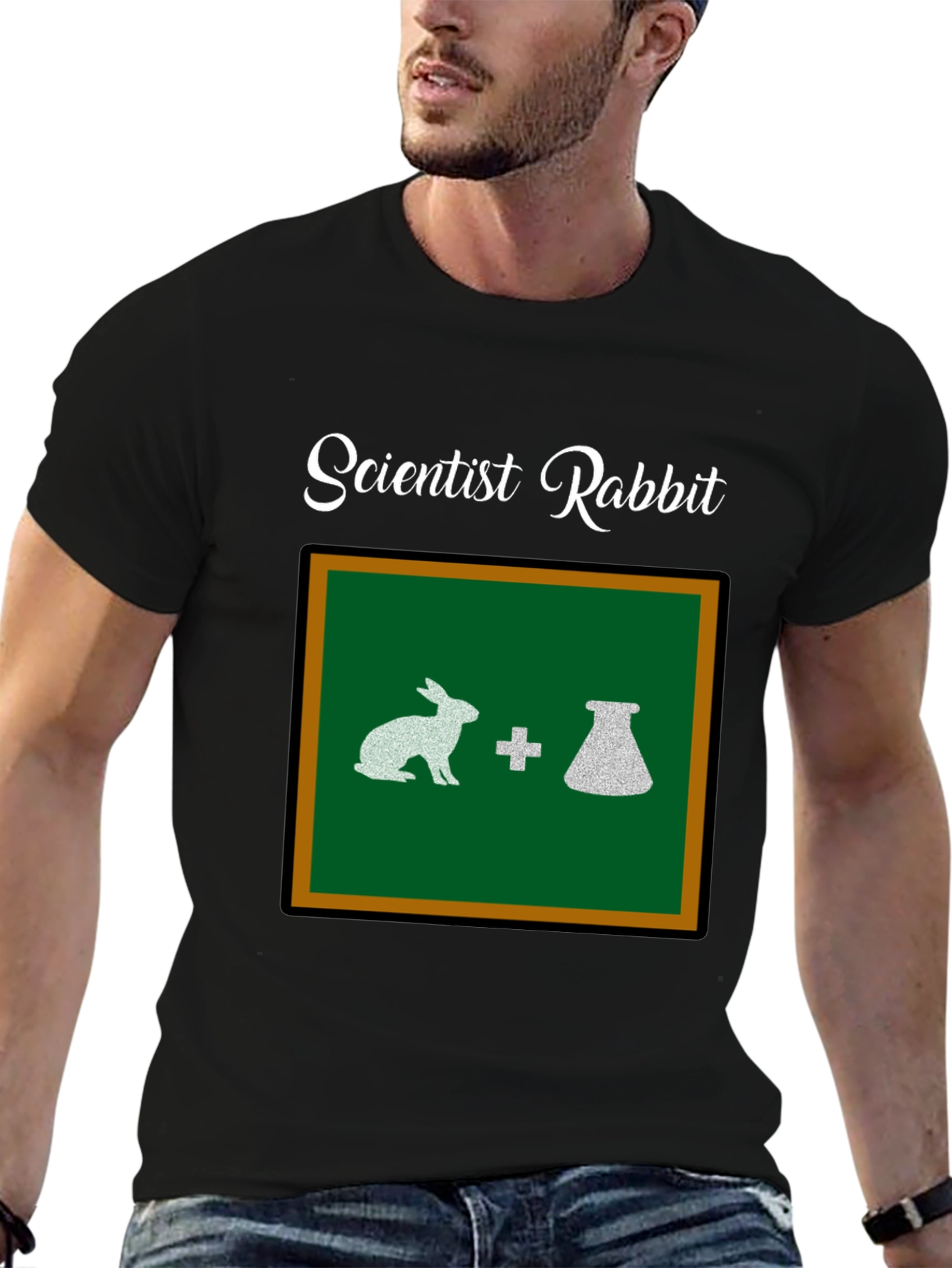Scientist Rabbit Graphic Tee - Black Cotton T-Shirt