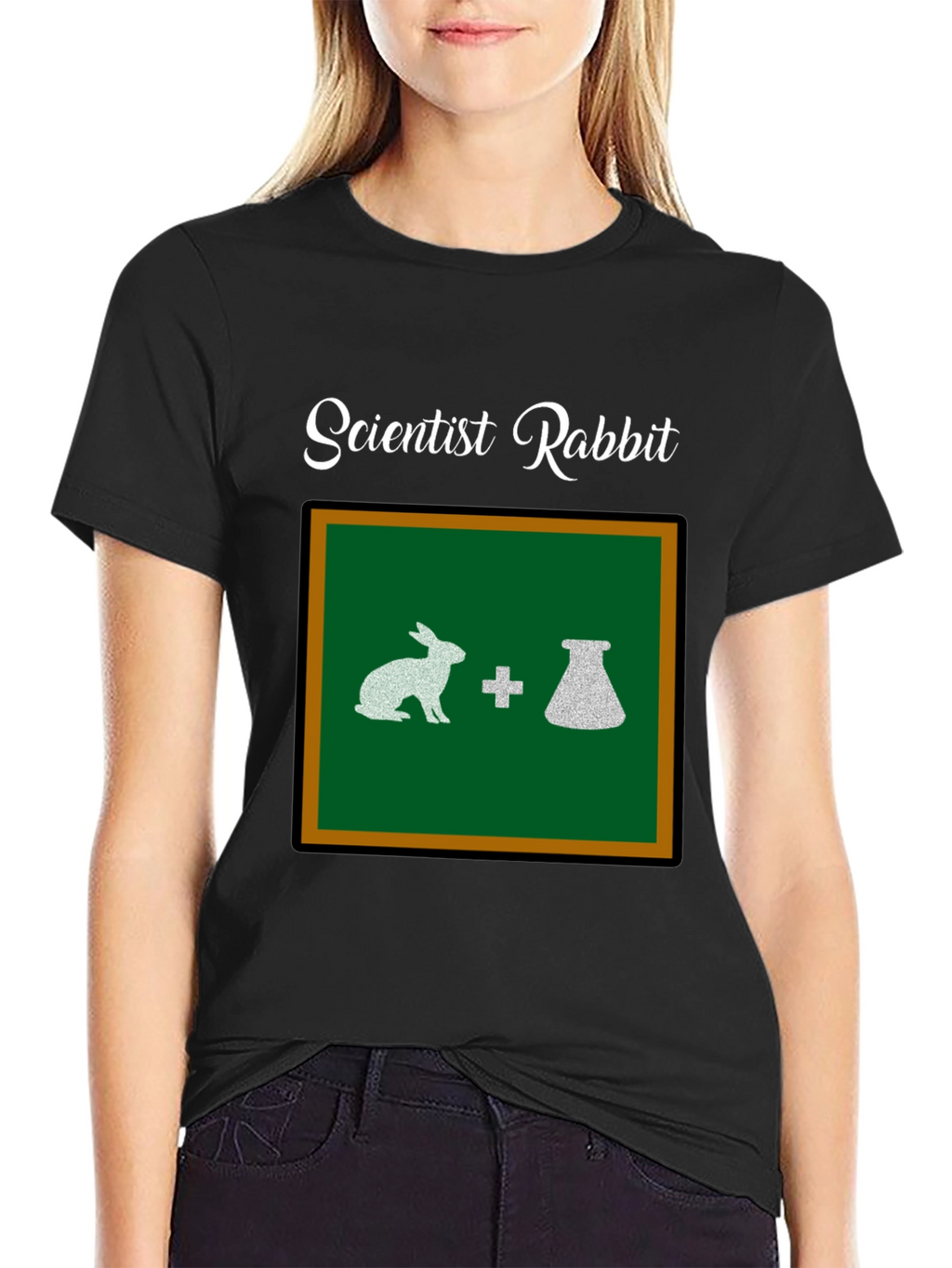 Scientist Rabbit Graphic Tee - Black Cotton T-Shirt