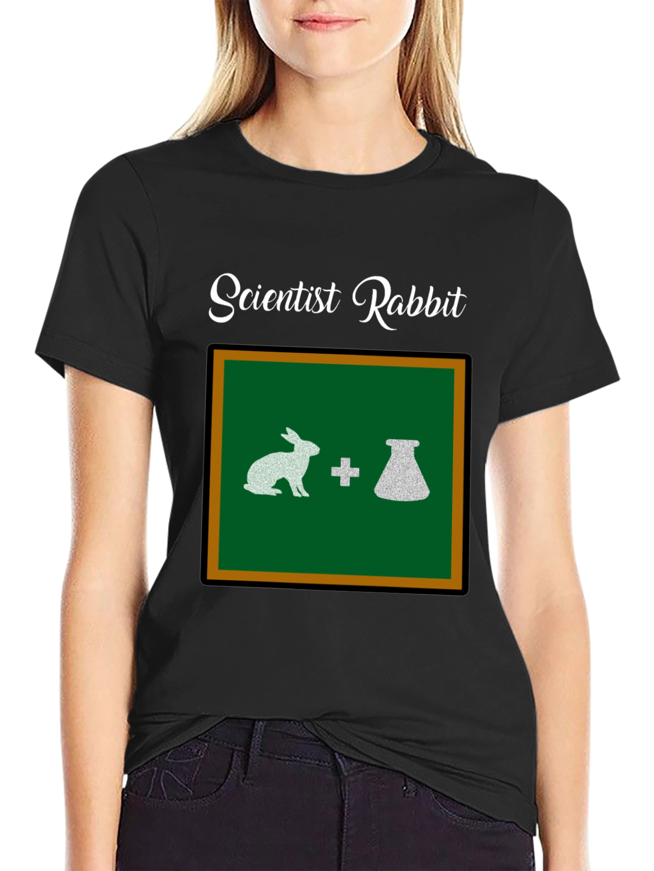 Scientist Rabbit Graphic Tee - Black Cotton T-Shirt