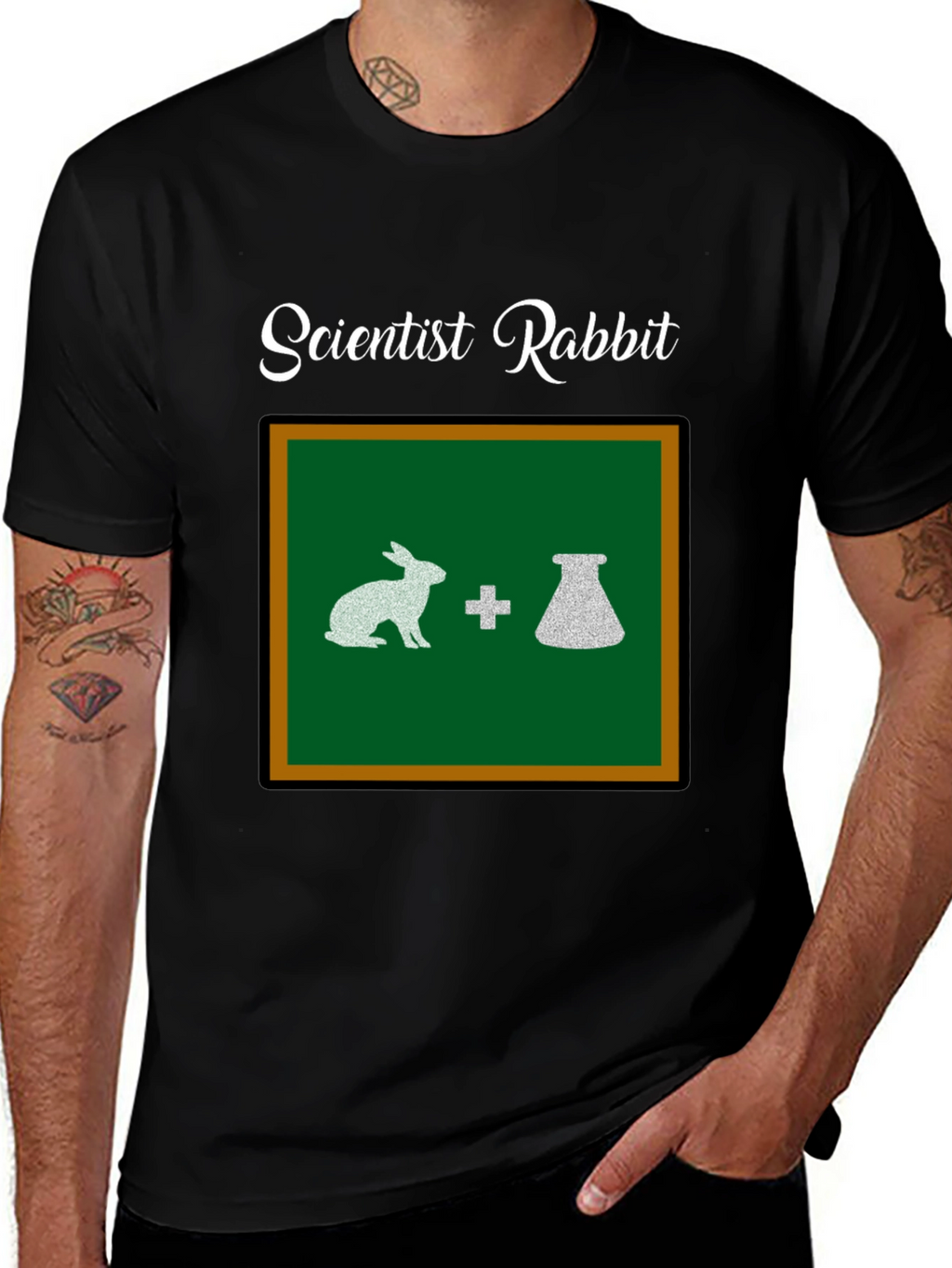 Scientist Rabbit Graphic Tee - Black Cotton T-Shirt