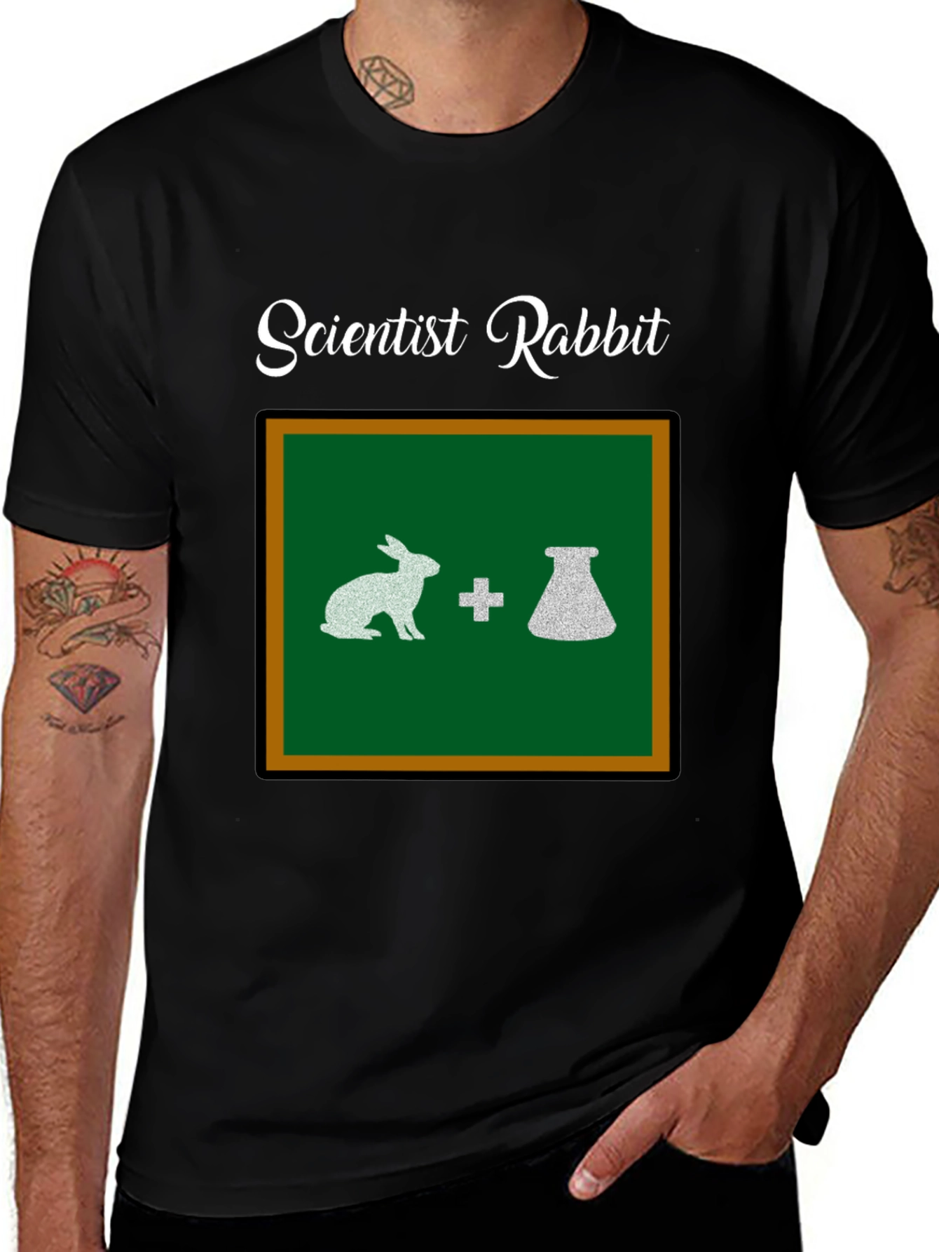 Scientist Rabbit Graphic Tee - Black Cotton T-Shirt