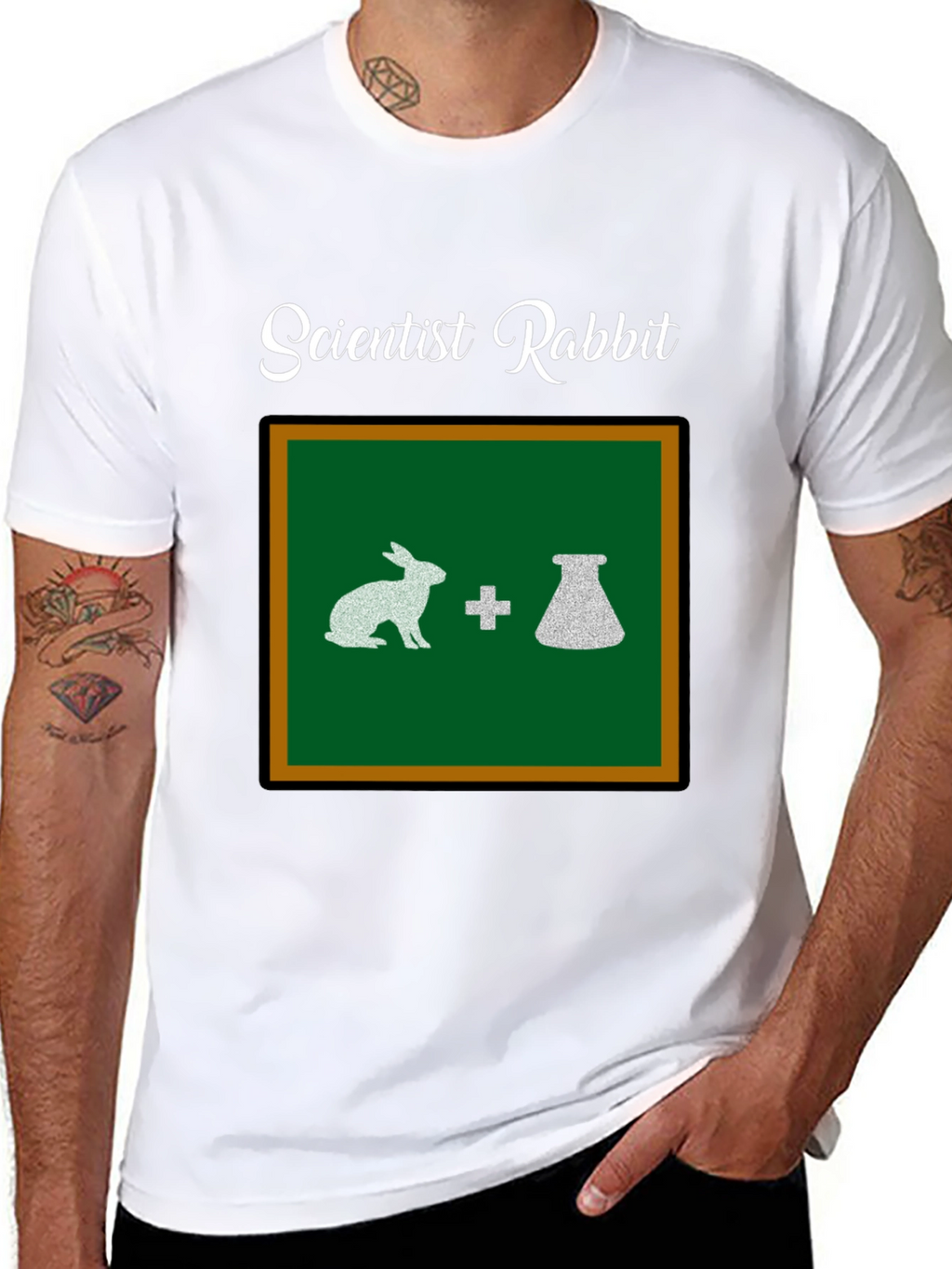 Scientist Rabbit Graphic Tee - Black Cotton T-Shirt