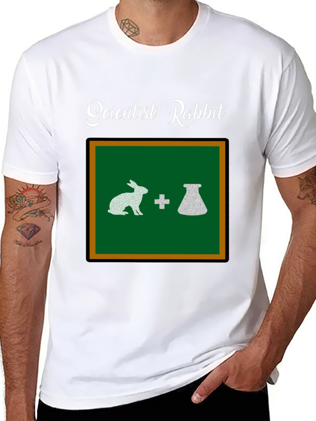 Scientist Rabbit Graphic Tee - Black Cotton T-Shirt