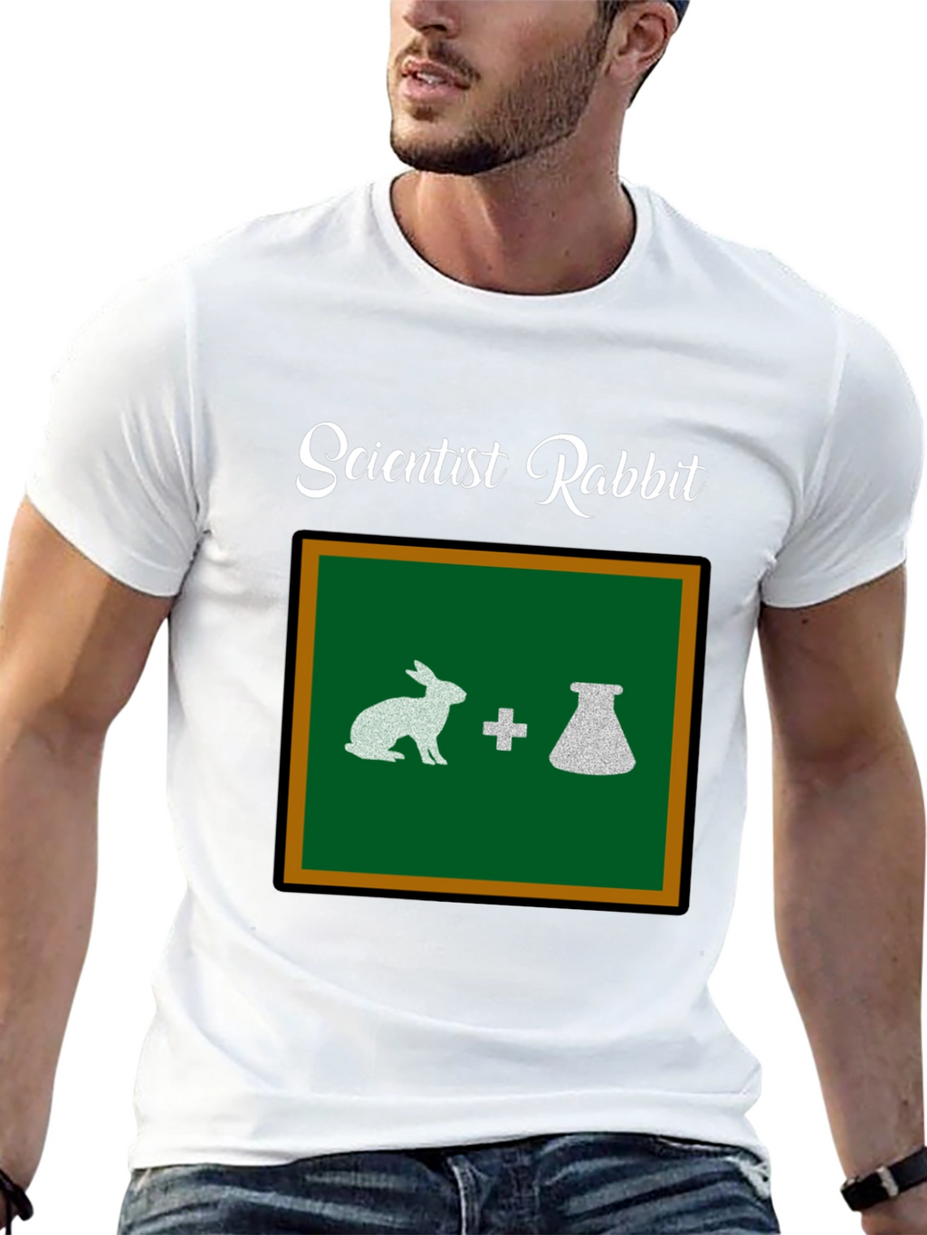 Scientist Rabbit Graphic Tee - Black Cotton T-Shirt